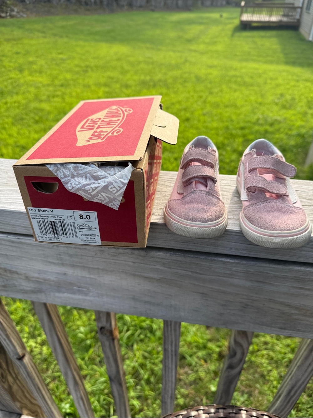 Vans Kids Pink Old Skool V Hook-and-Loop Sneakers